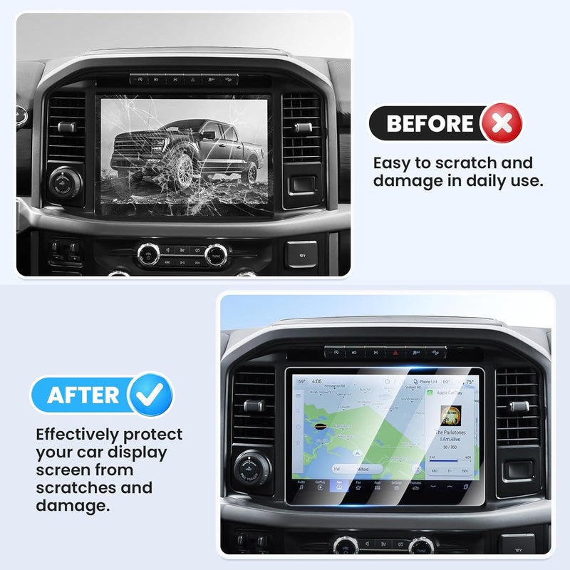 Canvcle حماية شاشة لسيارة فورد F-150 2021-2025 2026/F150 Lightning 2022-2025 2026، واقي شاشة لمس 12 بوصة من زجاج مقسى، غطاء شاشة عرض نظام الملاحة، فيلم حماية للترفيه - Image 3